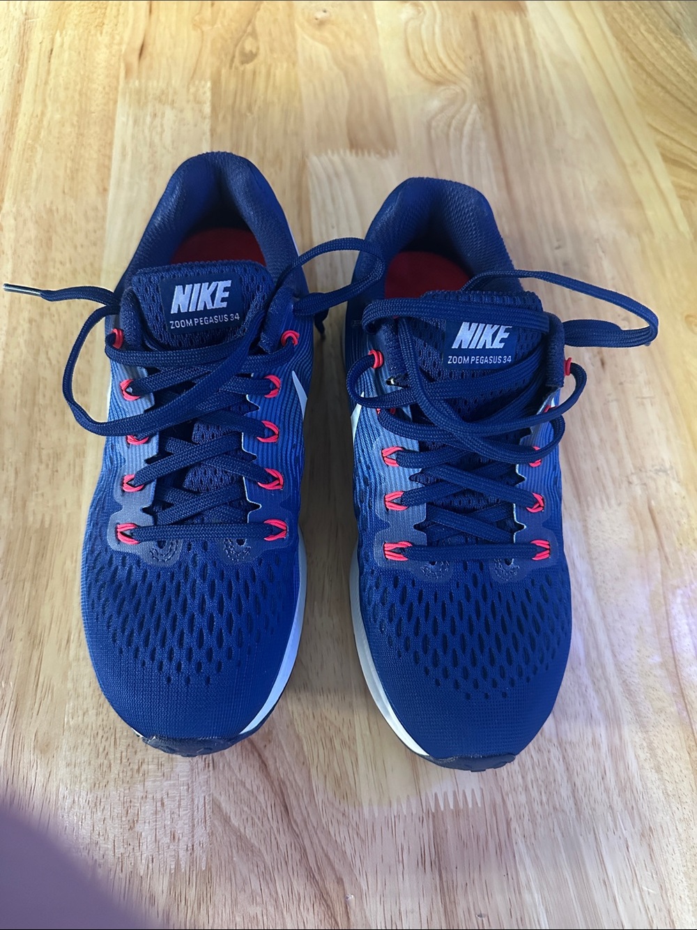 Nike Zoom Pegasus 34 Running Shoes - Navy with pink Accents